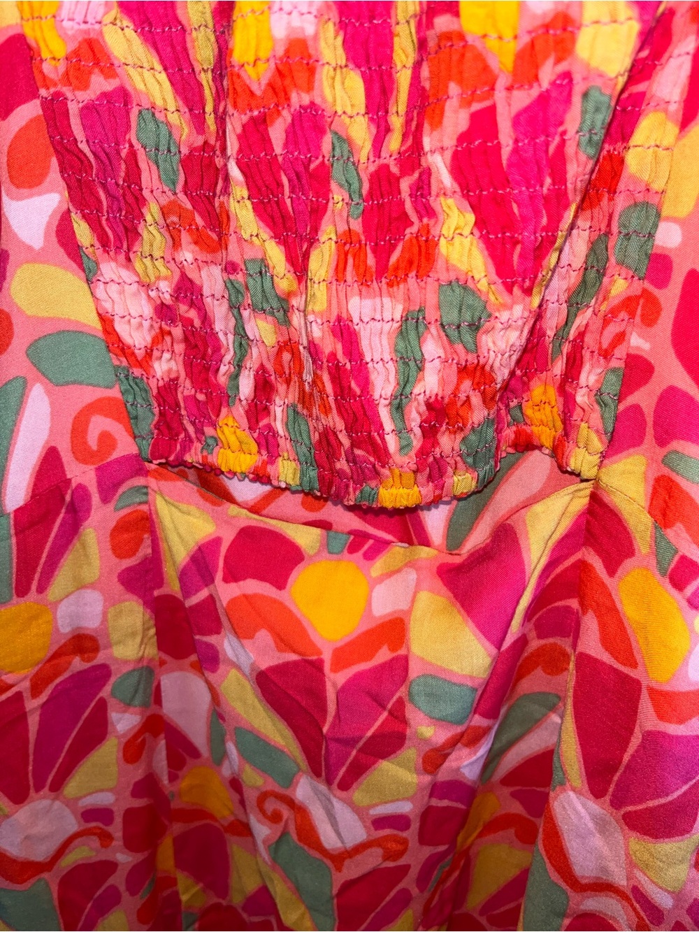 Zara Pink Abstract Floral Ruched Midi Dress Retro Resort Size S NWT - Picture 7 of 8